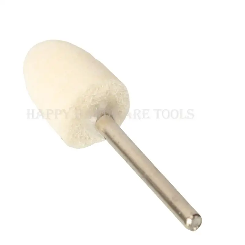 Roda Poles Wol Felt dengan Shank 3mm untuk Mesin Gerinda, Bor, dan Alat Putar, Grit 12mm