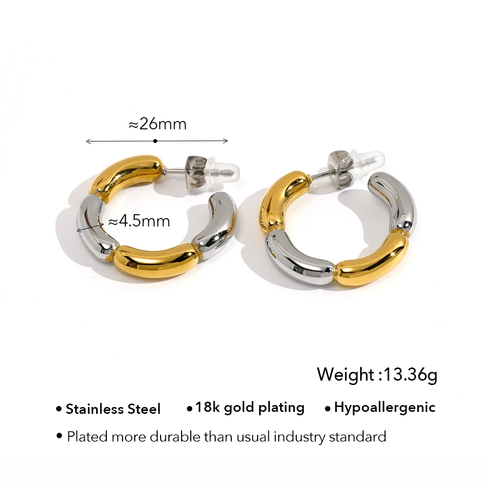 ENFASHION Aretes Match Color Hoop Earrings For Women's Stainless steel 18K Gold Plated In Earings Fashion Cocktail Jewelry E1661