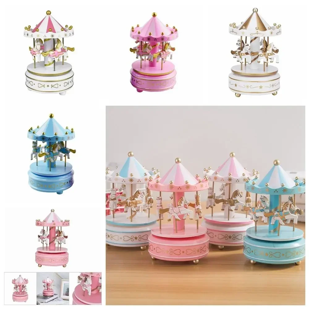 HOT  Creative Fantasy Christmas Holiday Decor Carousel Music Box Easy Use Carousel Ferris Wheel Ornaments