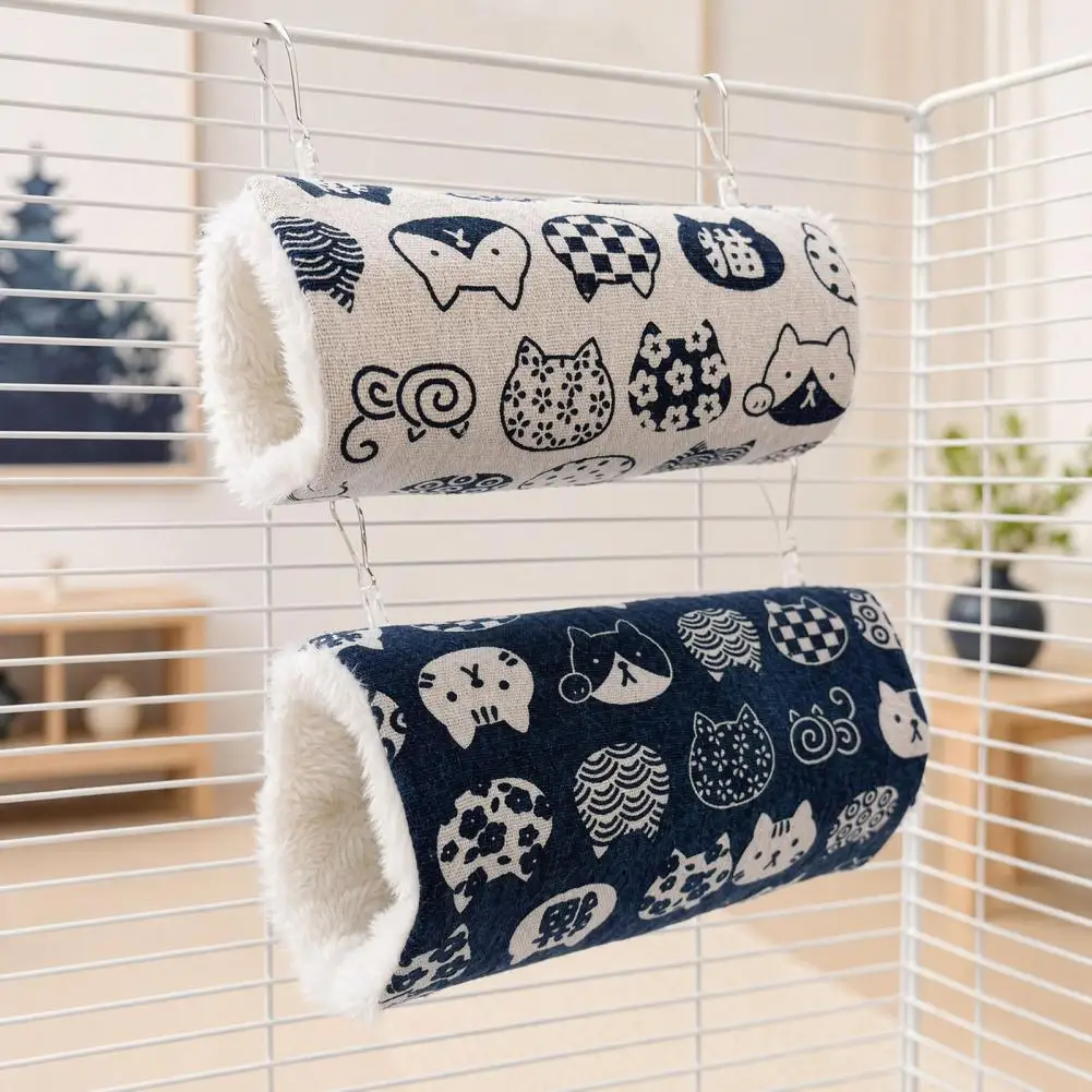 Plush Lined Pet Tunnel Small Pet Tunnel Hamster Tunnel Bed Plush Small Hideout Cozy Hanging Tube Toy for Guinea Pig Sugar Glider