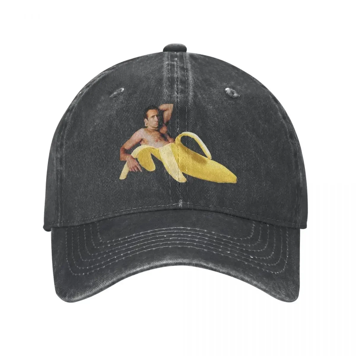 

2026 Spring Summer Men Women Nicolas Cage Banana Pattern Ponytail Baseball Cap Vintage Hats Sports Washed Cap Hats
