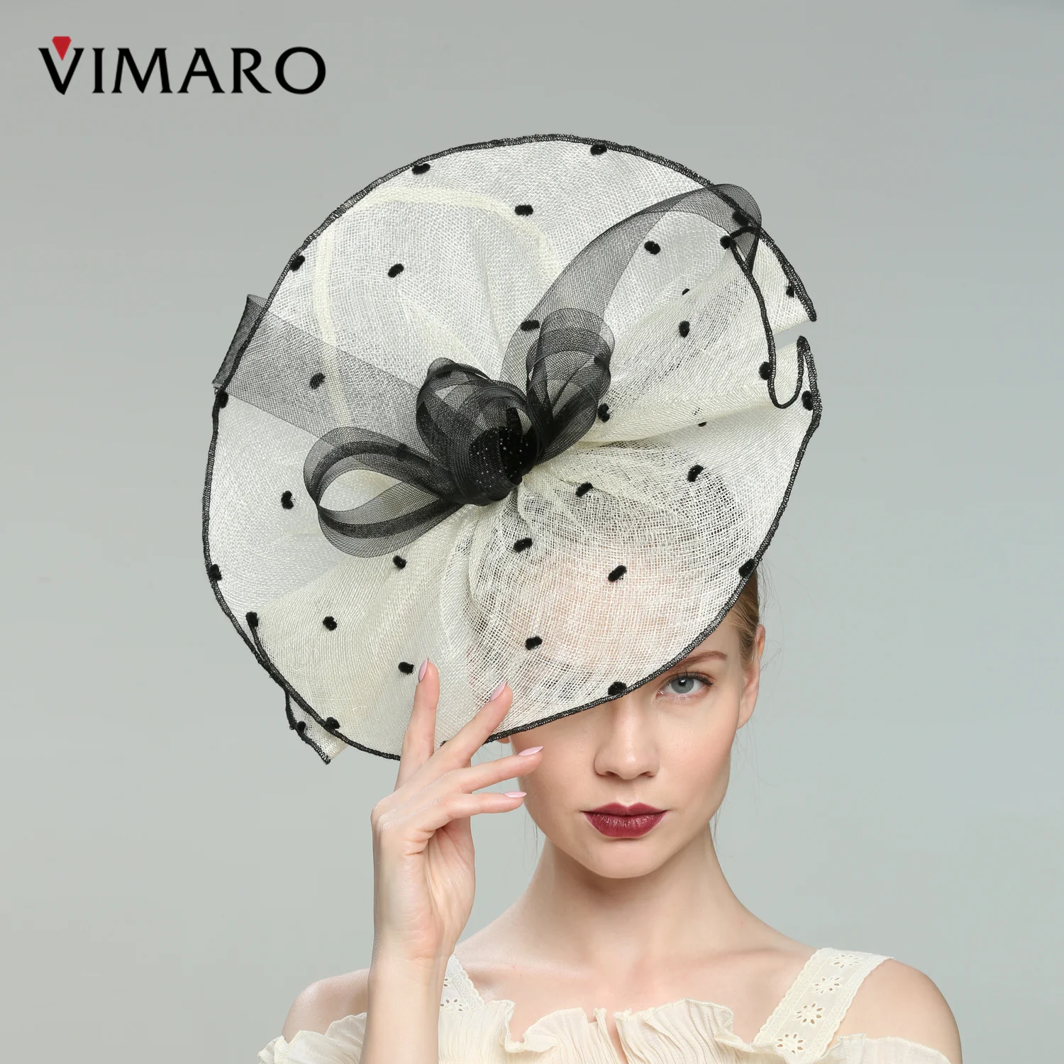 VIMARO Ivory Sinamay Fascinators for Women Elegant Headbands Fascinator Hats for Women Wedding and Church Derby Hat Women