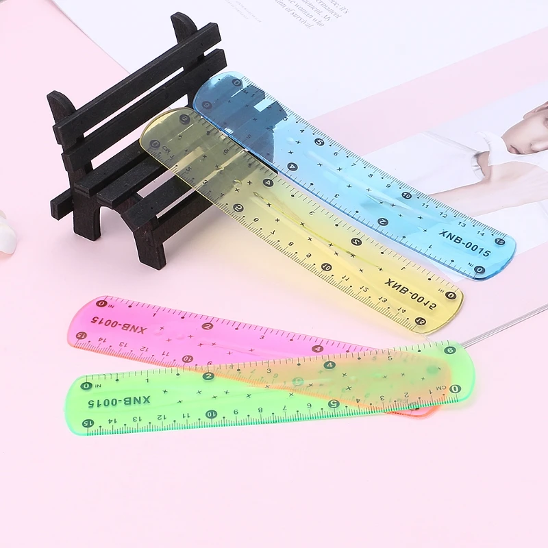 Y1UB Transparent Soft Ruler 15cm/6'' Plastic Flexible for Kid Student Measuring Korean Stationery School Supplies