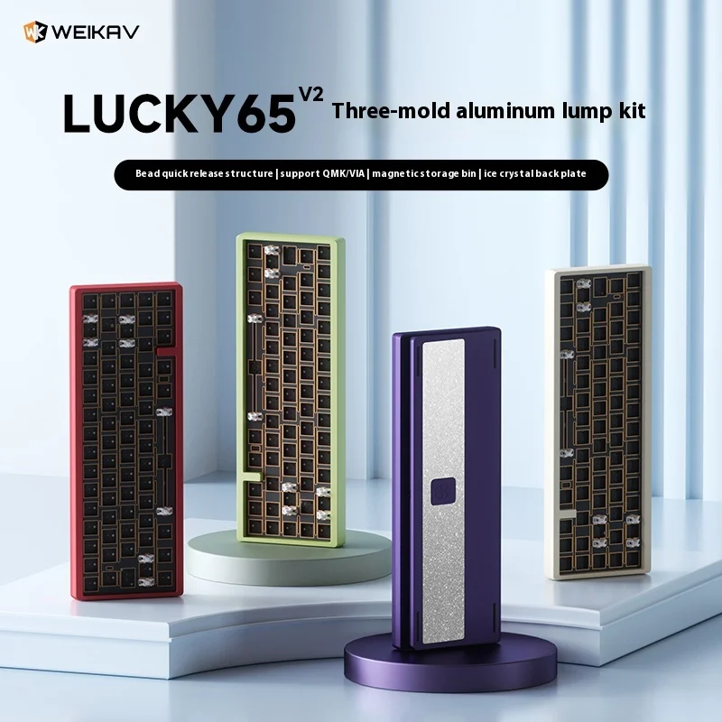 Zestaw klawiatury mechanicznej Weikav Lucky65 V2 3-trybowa konstrukcja uszczelki 2.4g/Bluetooth Hot Swap Rgb Gaming Personalizacja Klawiatura Prezent