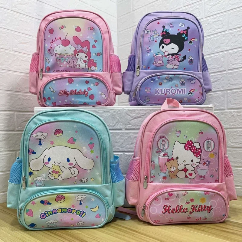 Sanurgente-Sac à dos Hello Kitty pour filles, sac d'école de dessin animé mignon, sac à dos Anime Kulomi pour enfants, sac à dos étudiant confortable