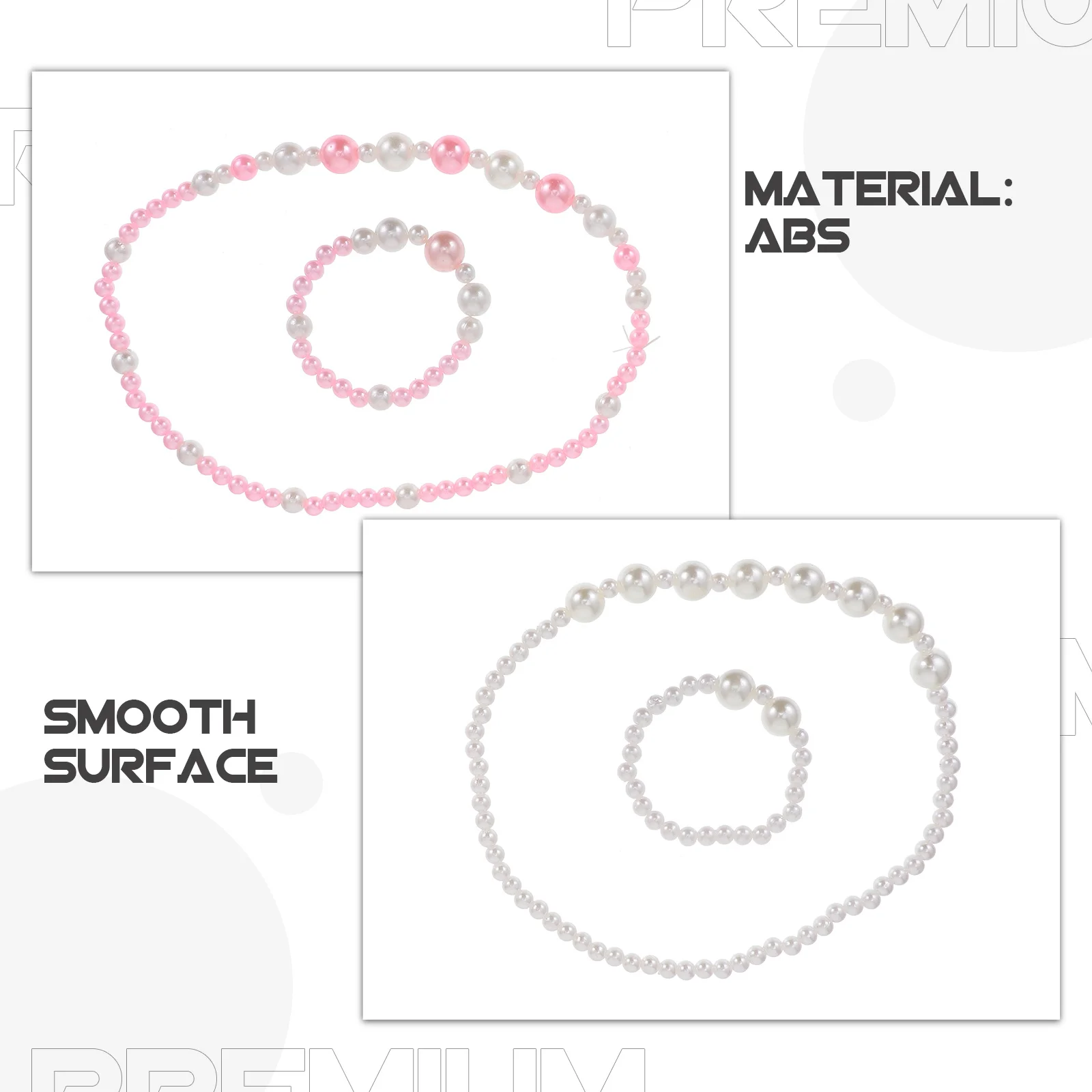 1 set di braccialetti con collana di perle finte per ragazze, set di gioielli con perline finte carine per bambini, regalo per feste, set di gioielli per bambini