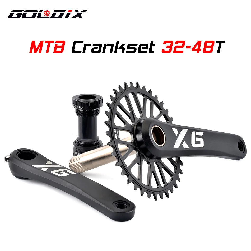 

X6 Bicycle Crankset MTB Bike Crank Chainring Bike 170mm 175mm Black 32T 34T 36T 38T 40T 42T 44T 46T 48T Aluminum Alloy with BB68