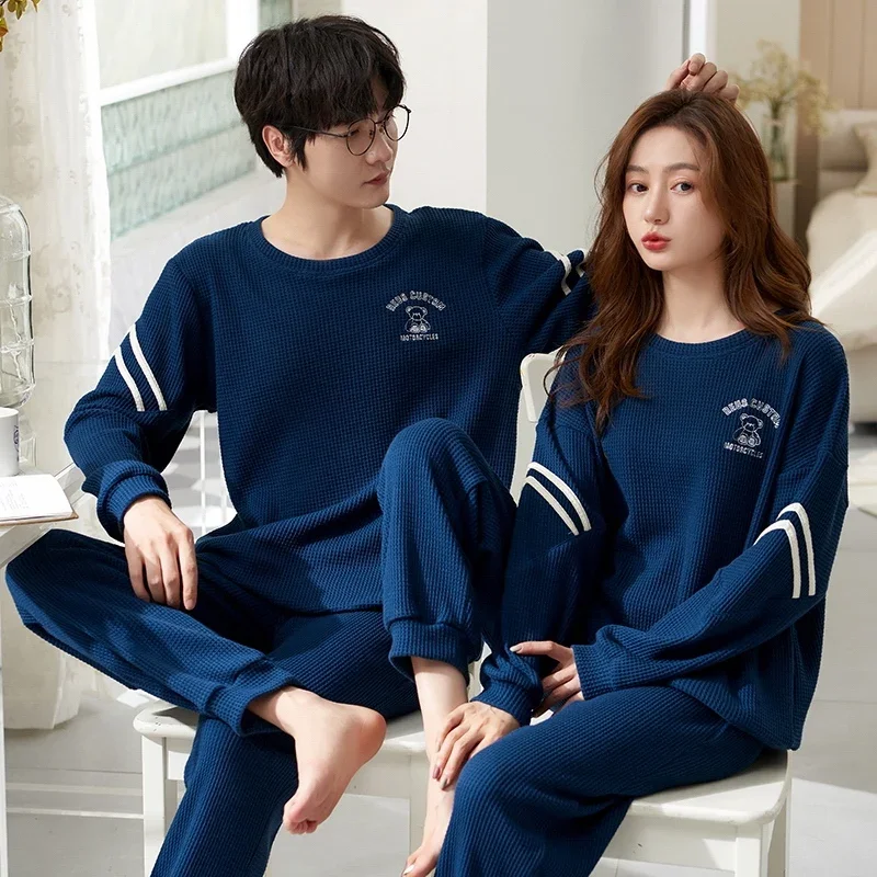

Осень 202, хлопковые пижамные комплекты с длинными рукавами для пар, корейская свободная одежда для сна, костюм, пижама, мужская домашняя одежда, домашняя одежда, наряды
