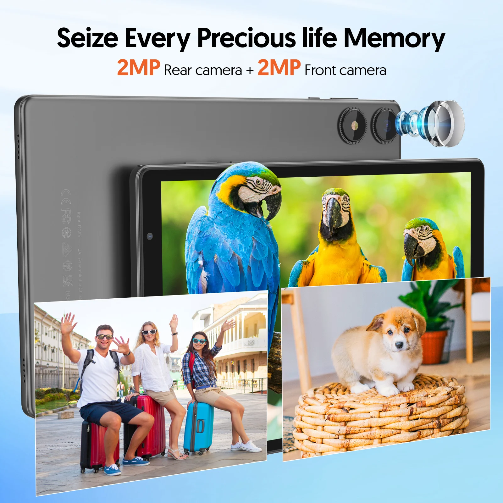 Tablet BAKEN Android 15, 8 (3+5) GB + 32 GB de armazenamento, processador penta-core, Wi-Fi6, Bluetooth, USB-C, Google Play Store,