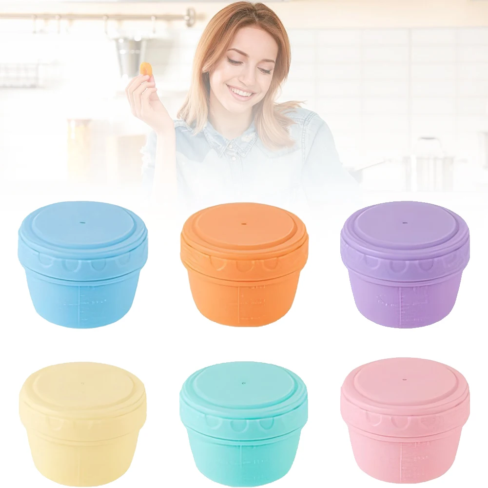 

6 Pack Sauce Container with Graduated Line Tiny Condiment Container Reusable Condiment Dip Jar for Lunch Box Accessories