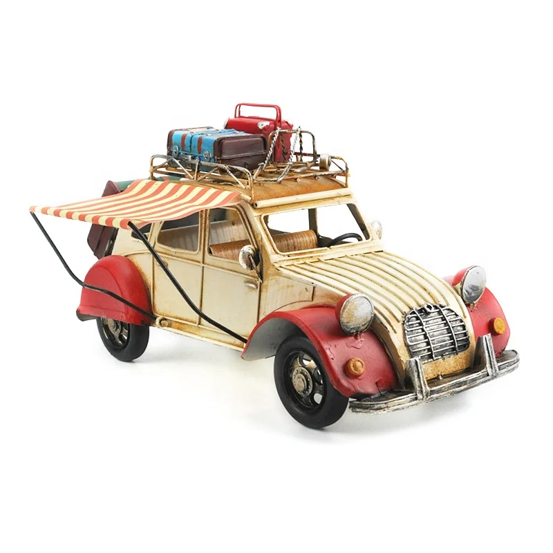 

Large size retro decorative metal craft camping car crafts retro antique car model home decoration