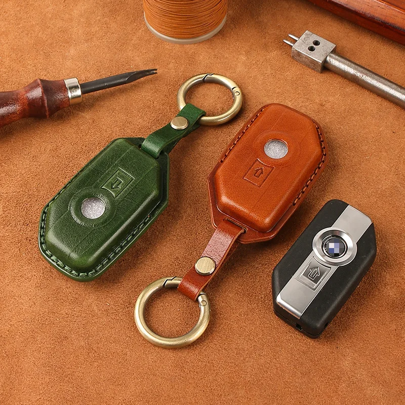 Leather Keychain Case For BMW gs 900 1250 GSA gs1200 C400gt CE04 F750Gs gs1250 R1200 GS Smart Remote Protector Key Caps Holder