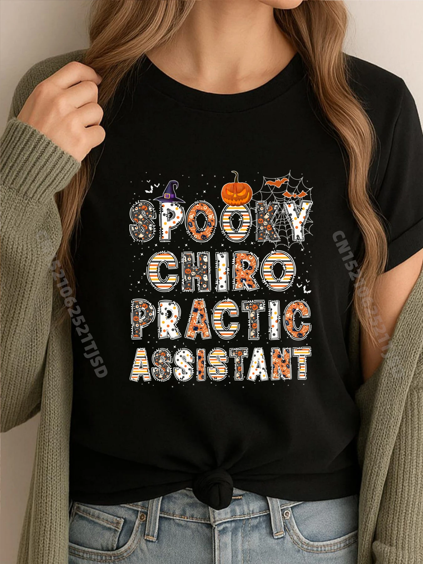 

Spooky Chiropractic Assistant Halloween Costume Tee Brand Clothing Woman Short Sleeve Tee Tops T-shirt