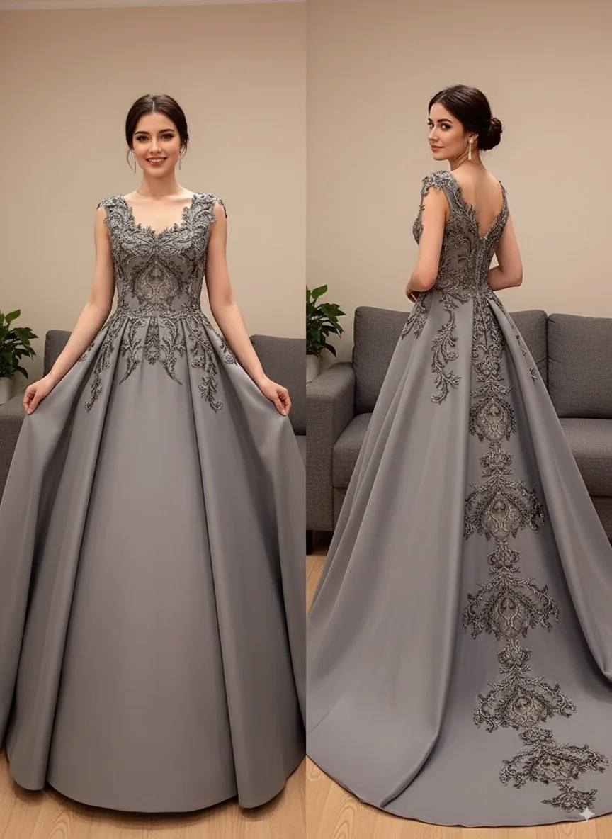 

Women's evening dress Lace Applique Mother of the Dresses Elegant r Bride Gown Long Evening Dress dresses