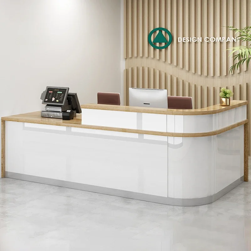 Modern Simple Company Reception Desks Office Furniture Clothing Store Cashier Counter Corner Bar Counter European Office Table