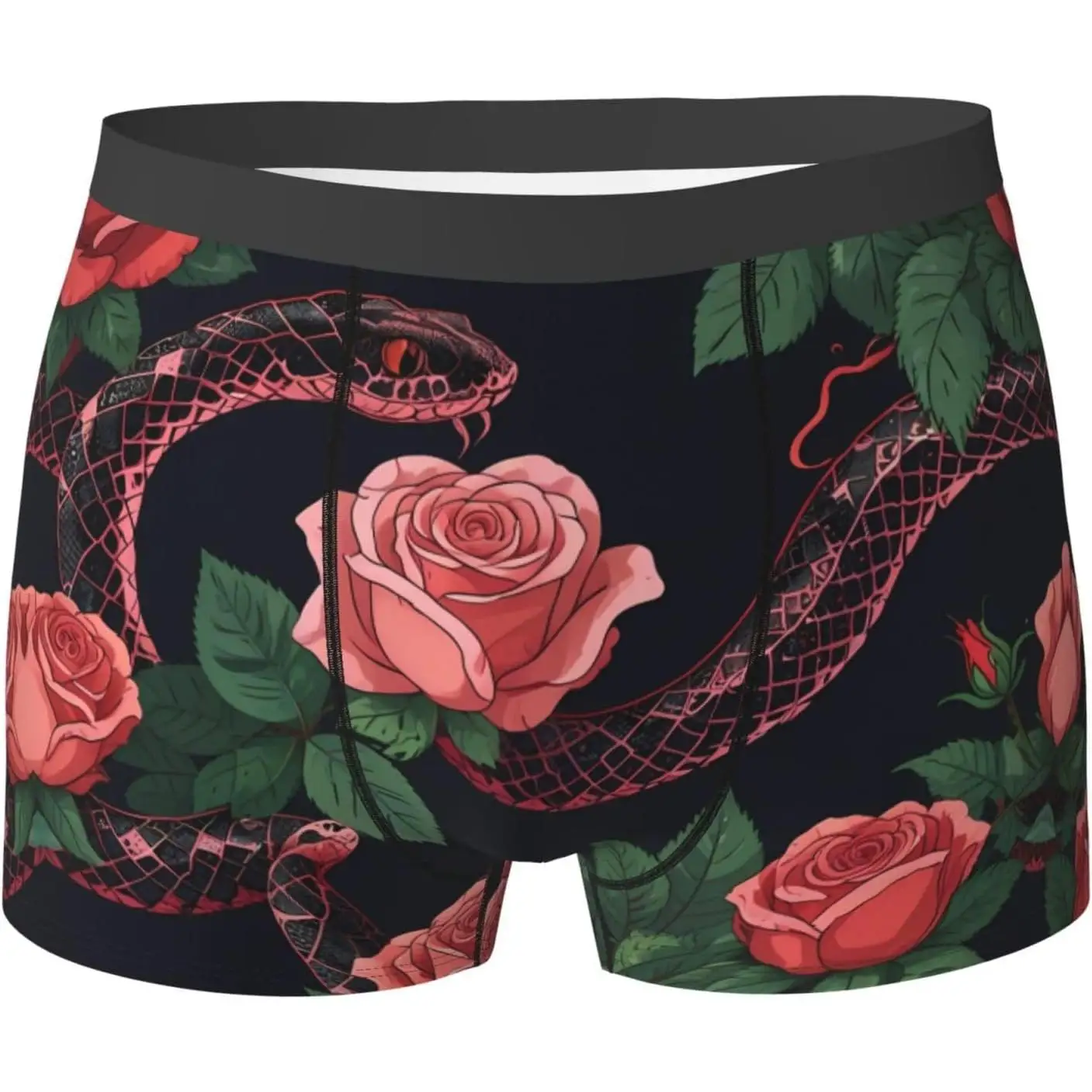 

rose snake Men's boxer briefs (S-XXL) light breathable sweat-absorbing elastic fabric free stretch Moisture-Wicking Fabric