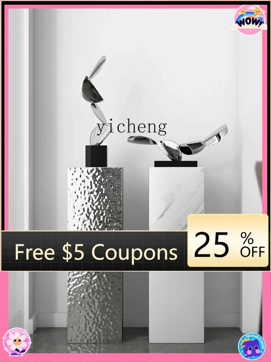 BB  modern leaf geometric abstract stainless steel decorative sculpture porch living room niche ornament