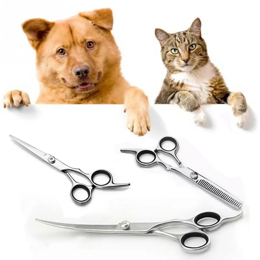 Professional Downward Hairdressing Curved Pet Blade Dog Scissors Dogs Product Grooming Scissors