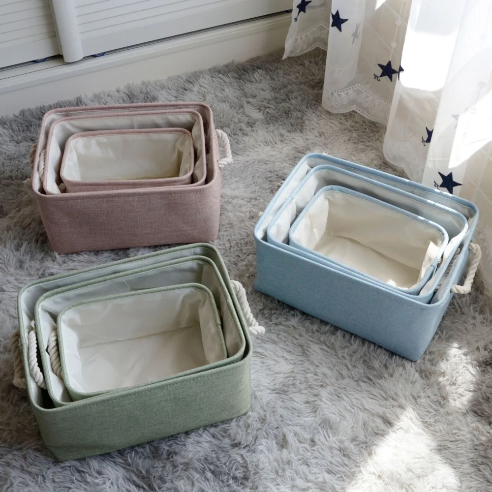 

Fabric Storage Basket Collapsible Storage Laundry Basket For Toys Washing Basket Cute Pet Toy Cotton Linen Underwear Organizer