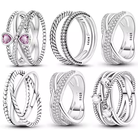 Rings For Women 925 Sterling Silver Zircon Winding Romantic Ring Finger Beaded Luxury Jewelry Original Engagement Wedding Gift