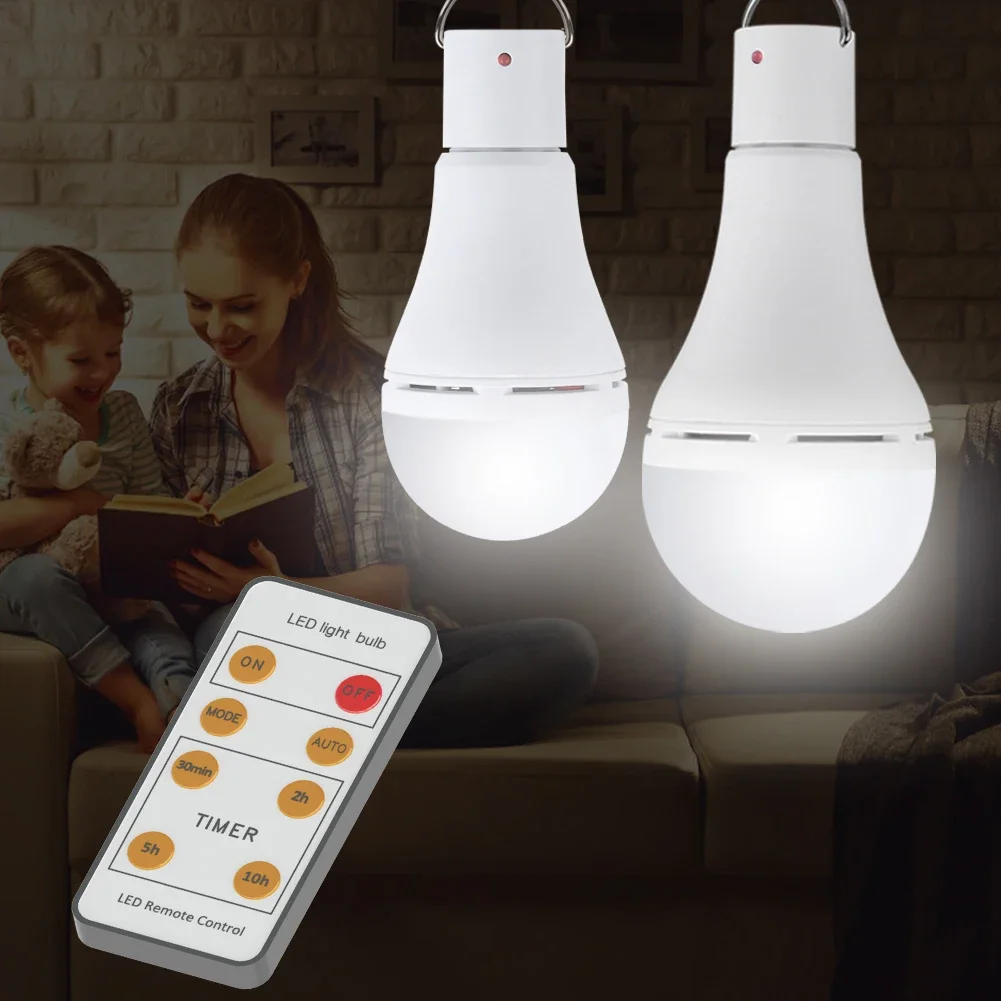Solar Powered Led Bulb Built-in Battery 5 Modes 20 COB LED Solar Light USB Rechargeable Energy Bulb for Outdoor
