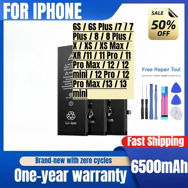 For IPhone Battery 6S/7/7PLUS/XSMAX/12/13/SE Real High Capacity Replacement Bateria Warranty One Year