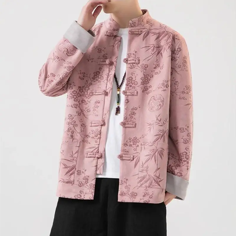 

New Chinese Sle Men's Wind Coat Large Size Zhongan Jaet Retro Button Hanfu Top Trendy Loose Fit Youthful Spring Autumn ...