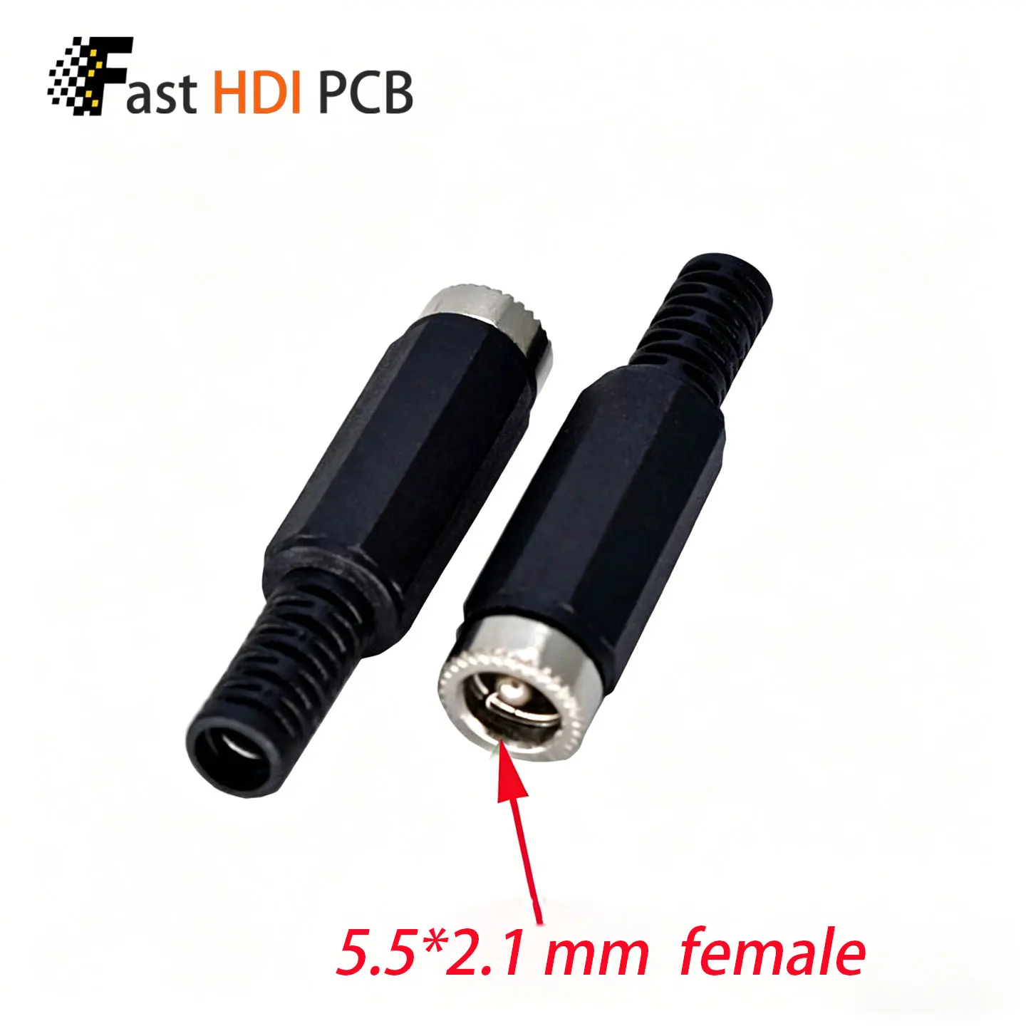 Hexagon DC Power Jack 5.5x2.1mm Solder Type Female Socket with Nut 5.5mm OD Compatible 2.5mm Center Pin for LED DIY Power Supply