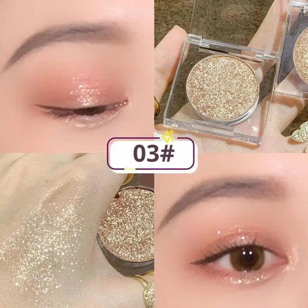 1Pc Diamond Glitter Oogschaduw Glanzend Parelmoer Wit Bruin met Flash Oogschaduw Palet Langdurige Ogen Make-up Cosmetica