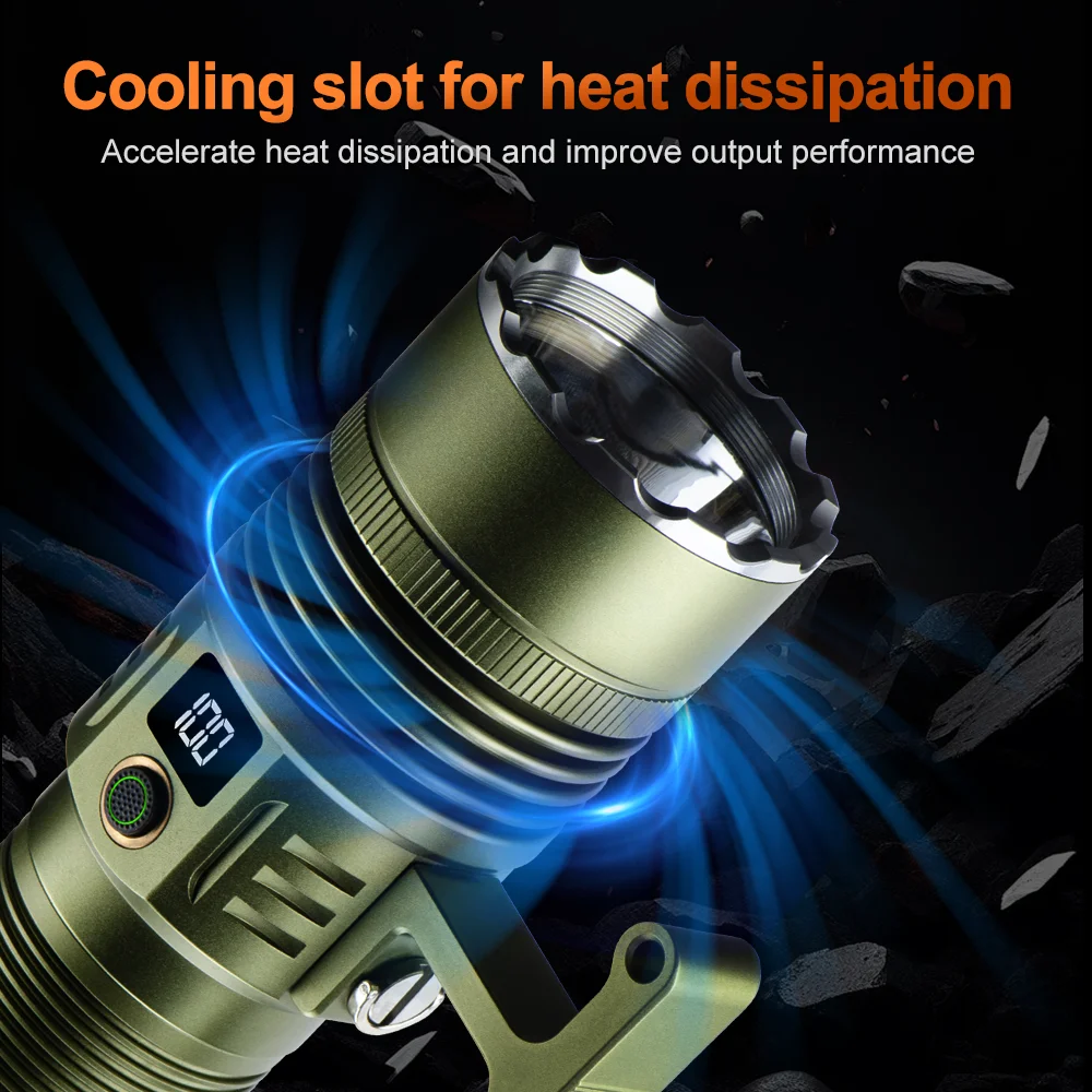 8000LM 5000M multifunctional long-range strong light LED flashlight USB charging outdoor camping ultra bright handheld light