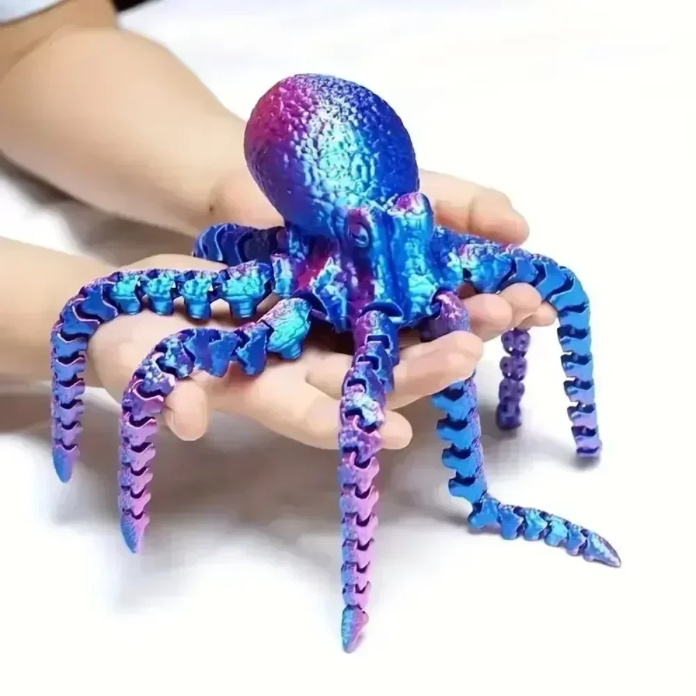 New 19CM 3D Printed Octopus Ornament for Home Office Desk Decor Ocean Animal Table Ornament Ideal Gifts Toy with Flexible Joints