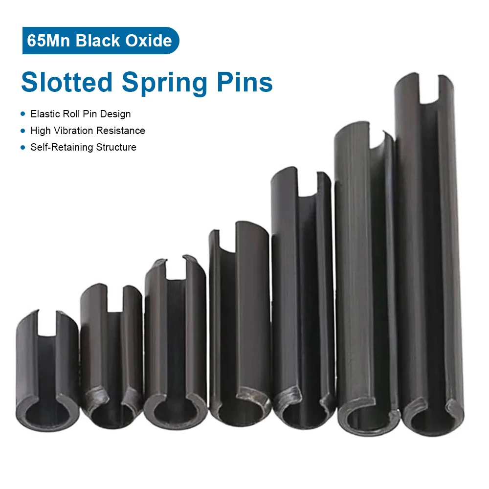 NINDEJIN Black 65 MN Steel Slotted Spring Pins M1.5 M2 M2.5 M3 M4 M5 M6 M8 Tension Pins Elastic Cylindrical Cotter Pin Dowel