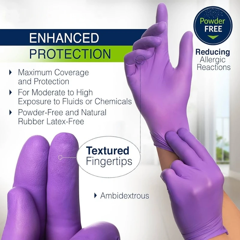 20/50PCS Purple Nitrile Gloves Disposable Kitchen Gloves Household Cleaning Work Beauty Spa Hair Salon Tattoo Gloves Powder Free