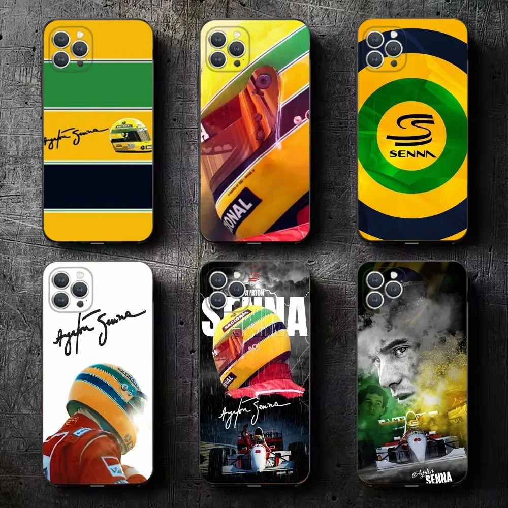 Etui na telefon F1 Driver A-Ayrton S-Senna do iPhone 16,15,14,13,12,11, Plus, Pro Max, XS, X, XR, SE, Mini, 8,7 Miękki silikonowy czarny pokrowiec