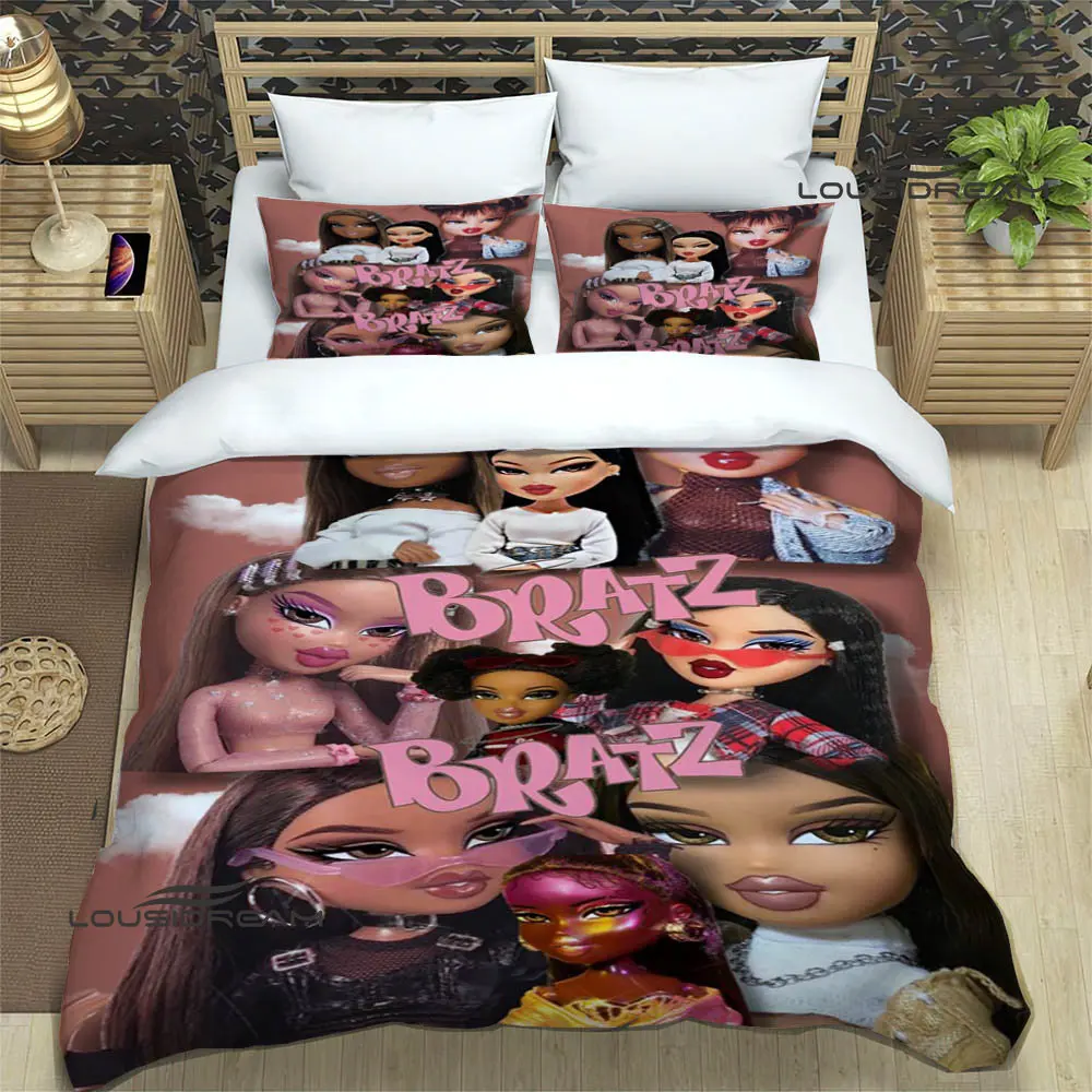 Set di biancheria da letto stampati in cartone animato Bratz set di forniture per il letto squisito set copripiumino set di biancheria da letto