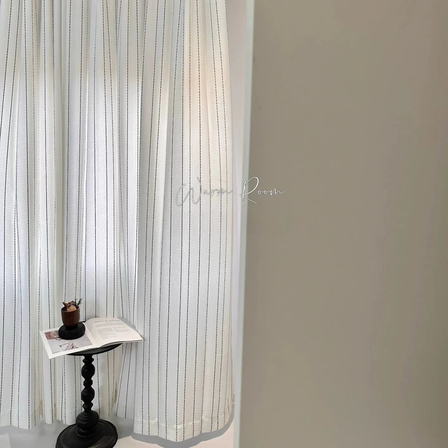 Vertical Black and White Lines Woven Jacquard Thick Window Screen Curtains for Bedroom Living Room Balcony Door Curtains