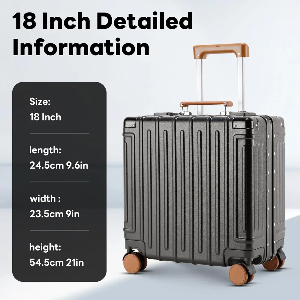 TSA Approved 18 Inch Lightweight Hardside Carry-On Suitcase with Cup Holder and TSA Lock for Travel