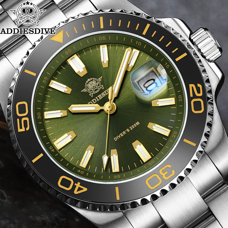 

ADDIESDIVE New Men Watch Diving 41mm Top Brand Quartz Wristwatch 200m Waterproof Super Luminous Luxury Ceramic Bezel AR Coated
