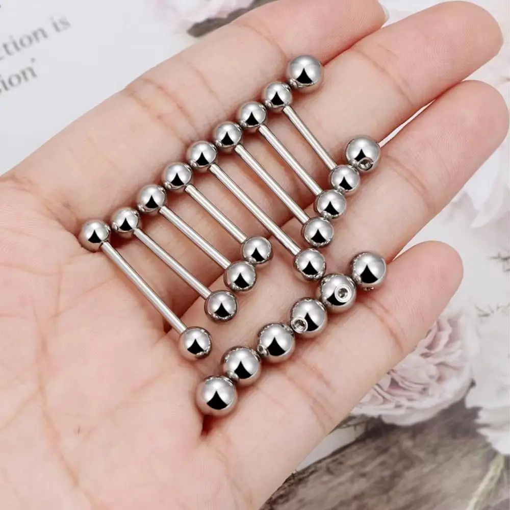 16Pcs Set Nipple Tongue Rings Stainless Steel Straight Barbells Piercing Jewelry Short Long Bar Bridge Piercings 12/14/16/18mm