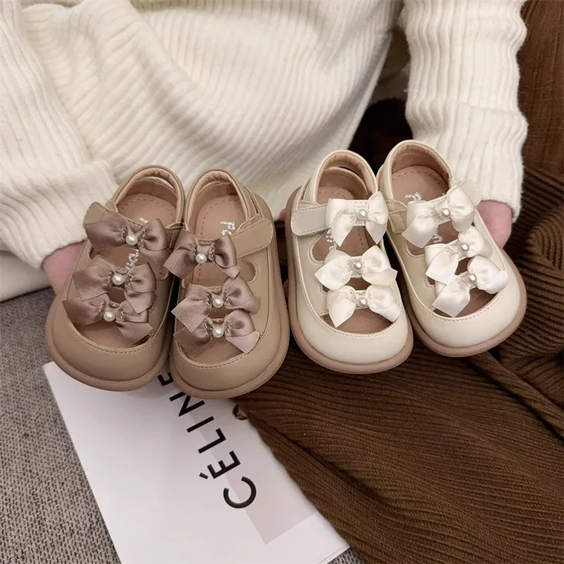 

Girls Flats Fashion Girls Sandals Princess Shoes Children Close Toed Summer Shoes Kids Soft Chunky Sole Bow-knot Casual Shoes