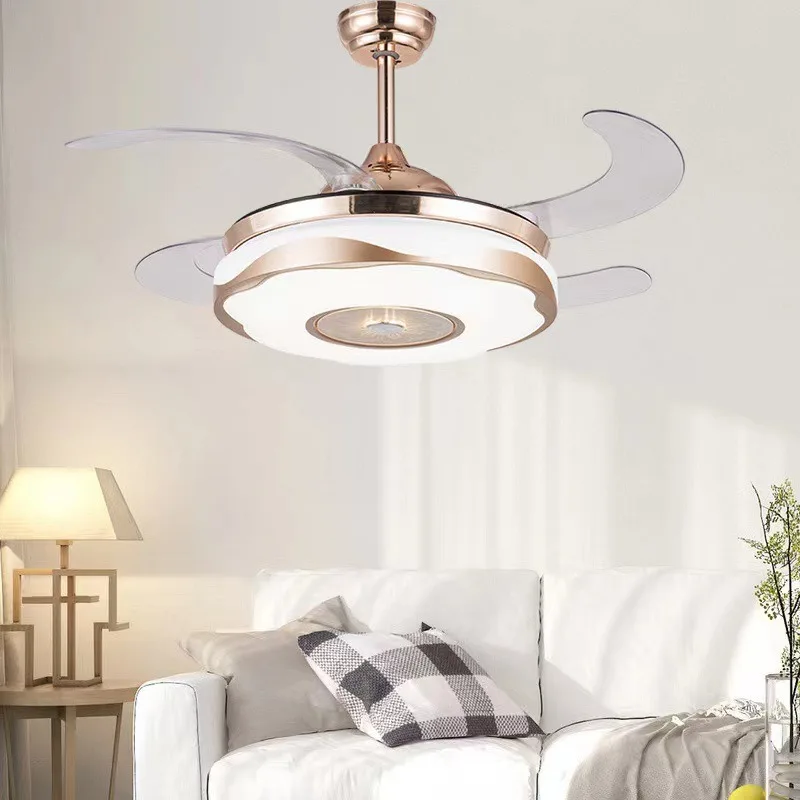 New LED Variable Frequency Ceiling Invisible Fan Light Dining Room Living Room Bedroom Electric Fan 42 inch High Wind Power