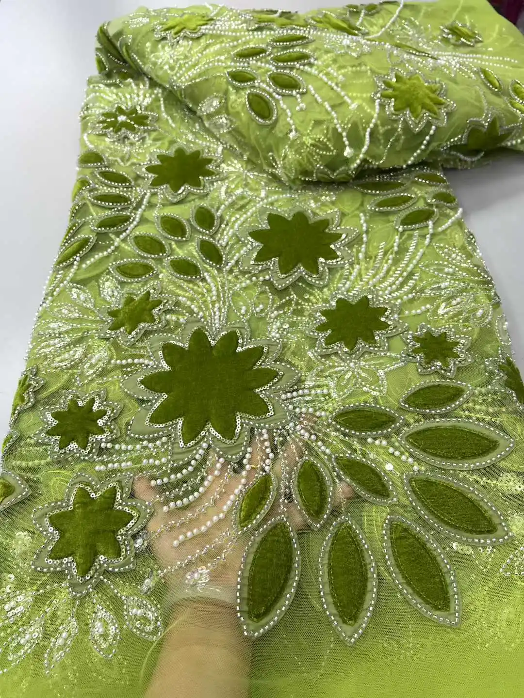 2025 новейшая африканская тяжелая кружевная ткань с бисером, французская сетка с блестками, кружевная ткань, нигерийское тюлевое кружево для вечеринки