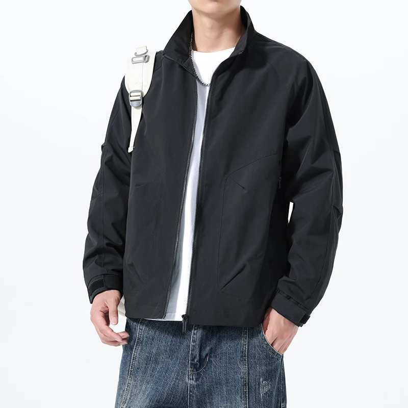 

Casual Loose Fit Men's Jaet Stand Collar Outdoor Faion Spring 2026 Polyester Fiber Long Sve Zipper Closure Color