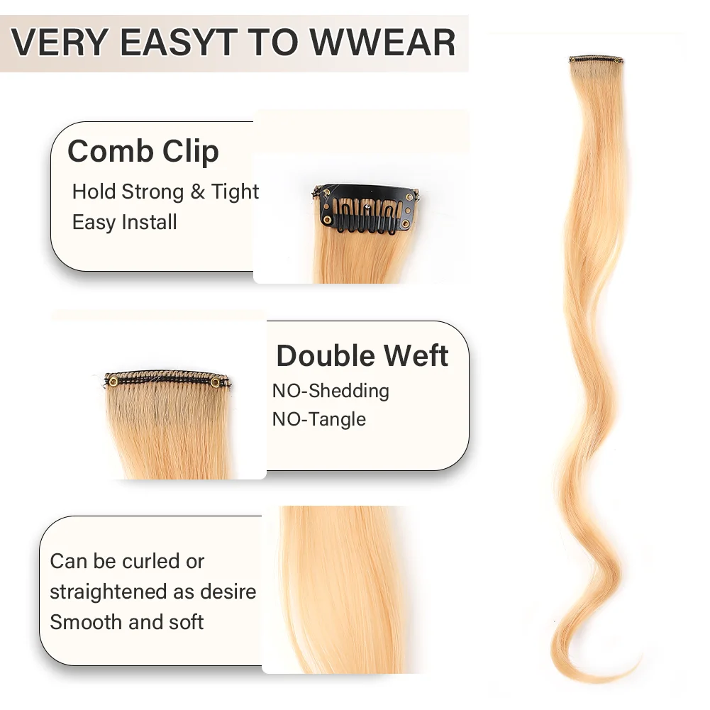 20 Zoll bunte lockige gewellte Party-Highlights zum Anklipsen, synthetische Haarteile, 8er-Pack lockige farbige Haarverlängerungen für Frauen