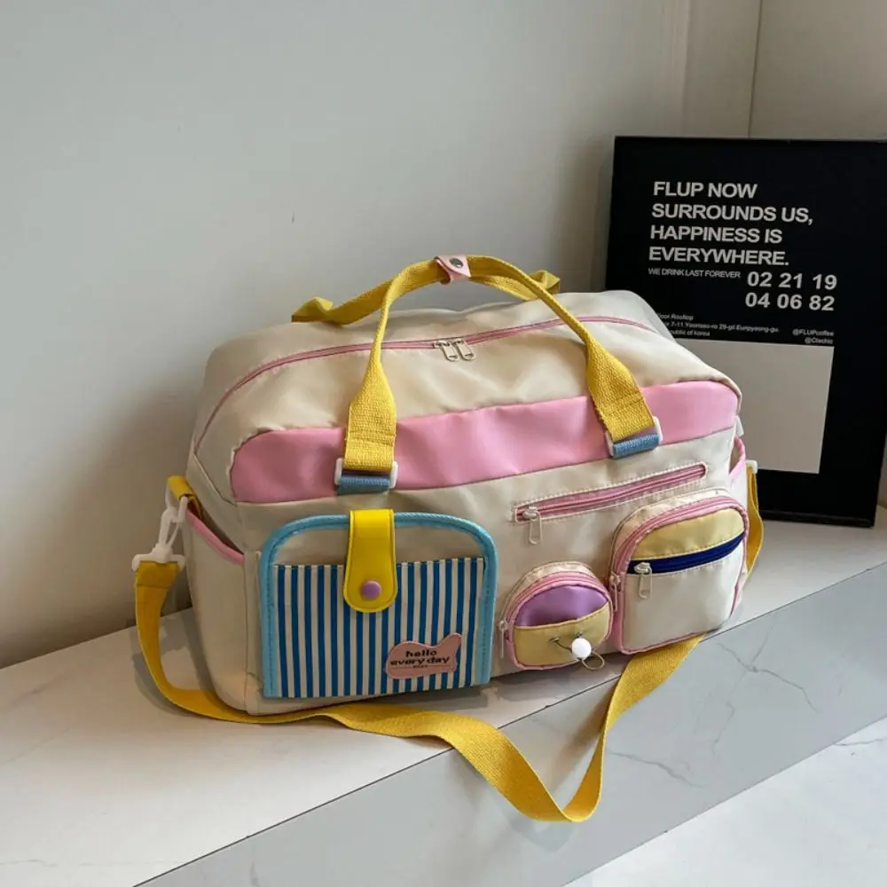 Shoulder Bag Oxford Travel Duffel Bag Foldable Short Distance Nylon Duffle Bag Solid Color Sturdy Travel Luggage Bag Fitness