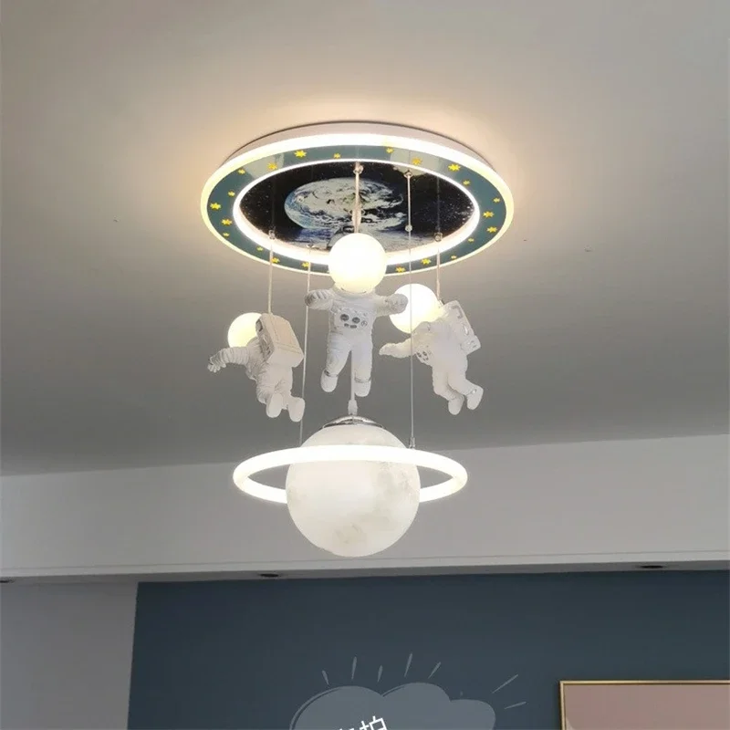 Plafoniera nordica LED astronauta camera da letto camera dei bambini lampade a sospensione wanding Earth Moon Lamp Light Fixtures per Celling