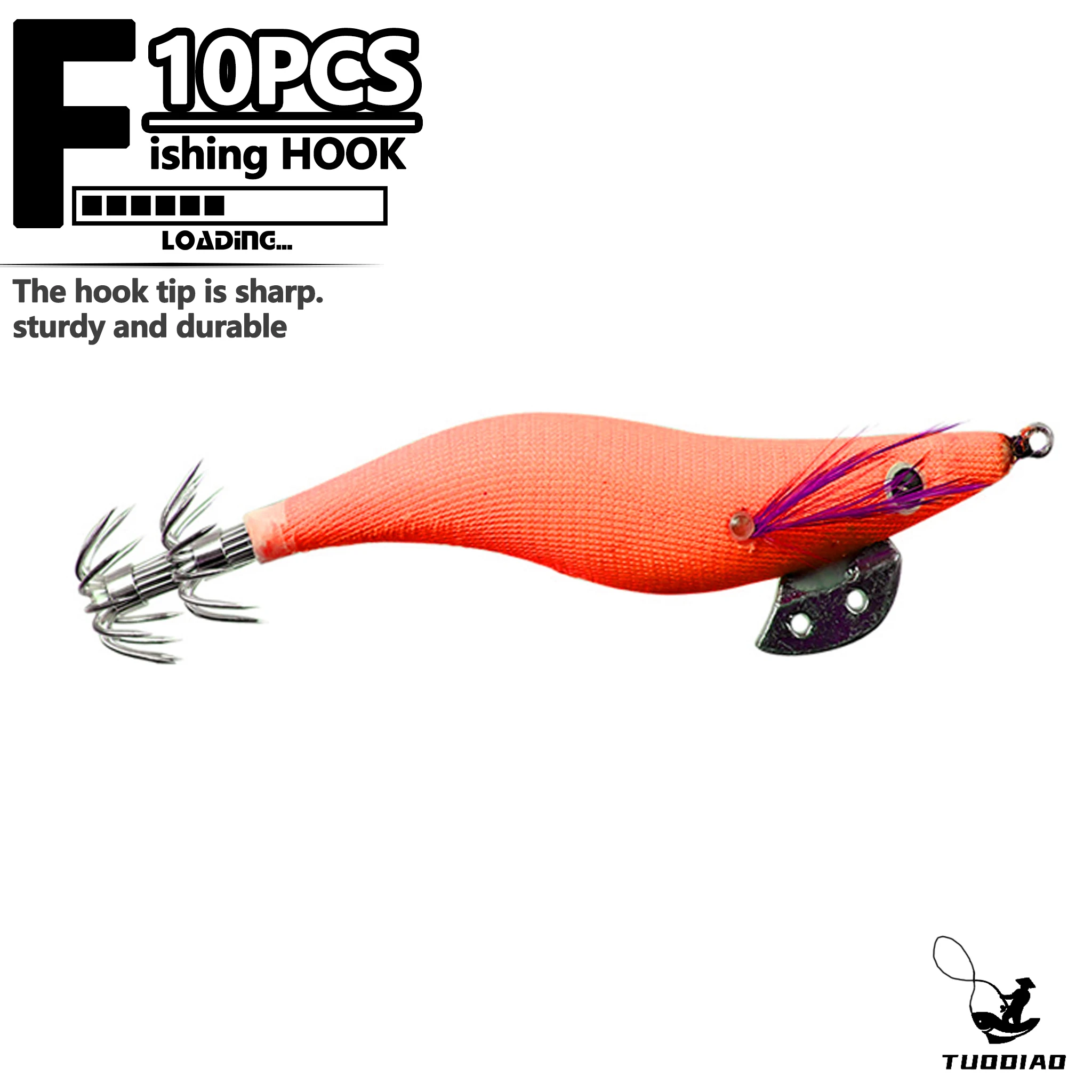 Saltwater Fishing Hook - Kalamar Zokası Yemleri, 10'lu Set, Tuzlu