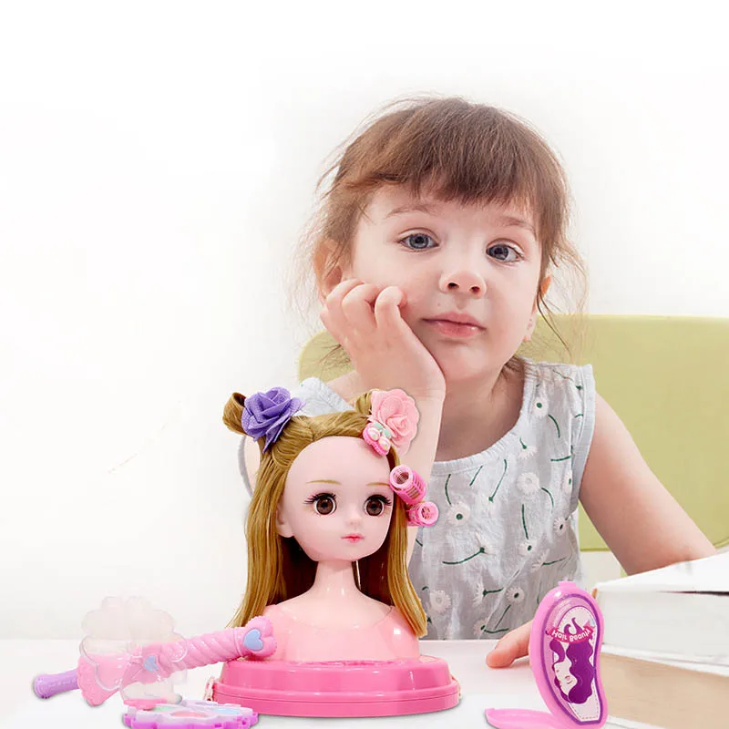 Mainan Rumah Bermain Anak Perempuan Mode Riasan Setengah Tubuh Gaya Rambut Kepala Manekin Putri DIY Berdandan Latihan Rias Sisir Rambut Mainan Kepang