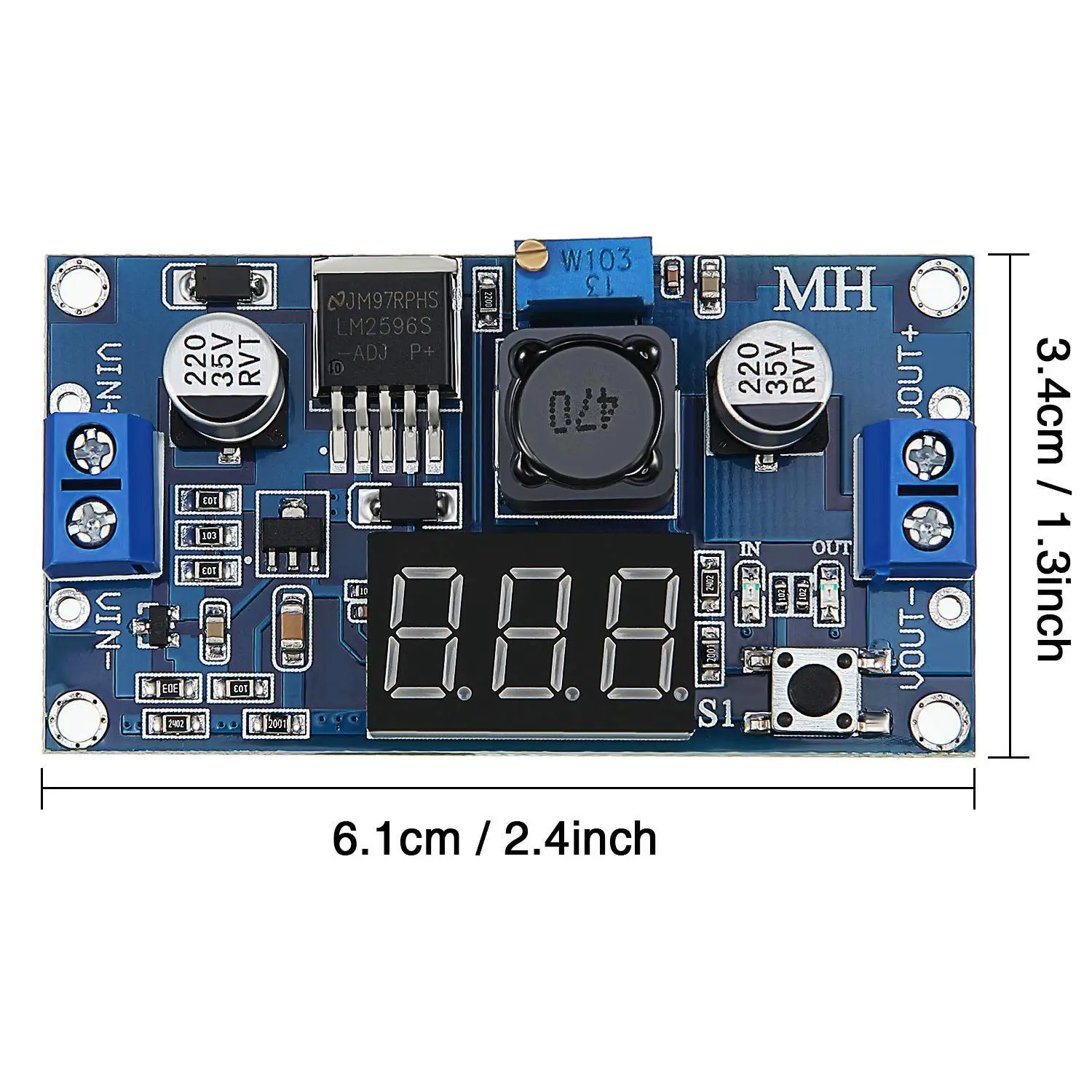 6 X Conversor Down DC-DC LM2596S Ajustável, Regulador de Tensão Down, Módulo de Potência, 36 V, 24 V, 12 V a 5 V, 2 A