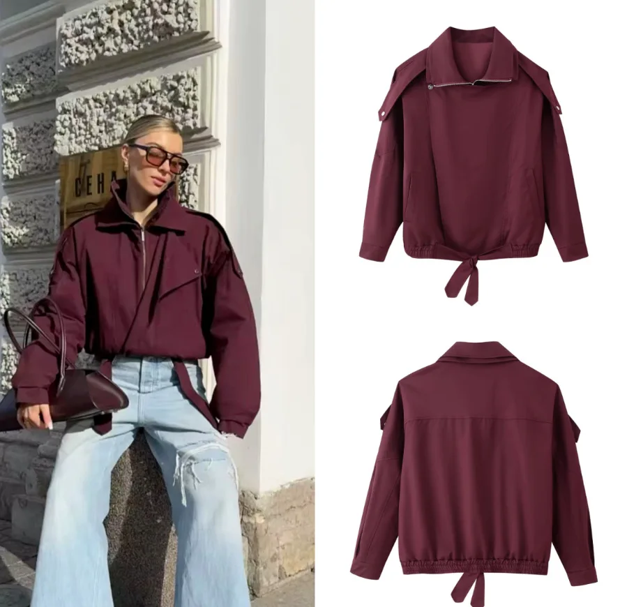 

Новая зимняя модная женская однотонная короткая куртка-бомбер с высоким воротником, карманами и молнией, с длинными рукавами, для повседневной носки